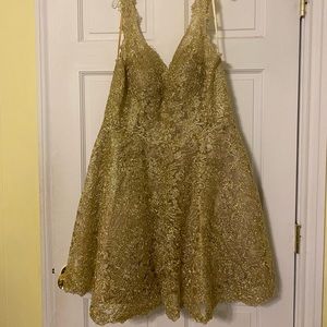 Royal Queen Gold Lace Dress Size 16